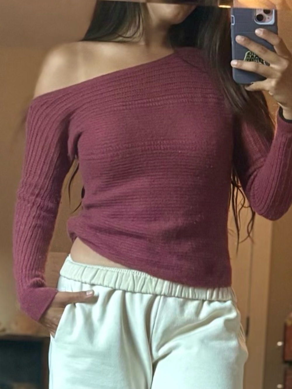 Off Shoulder 100% Cashmere Sweater